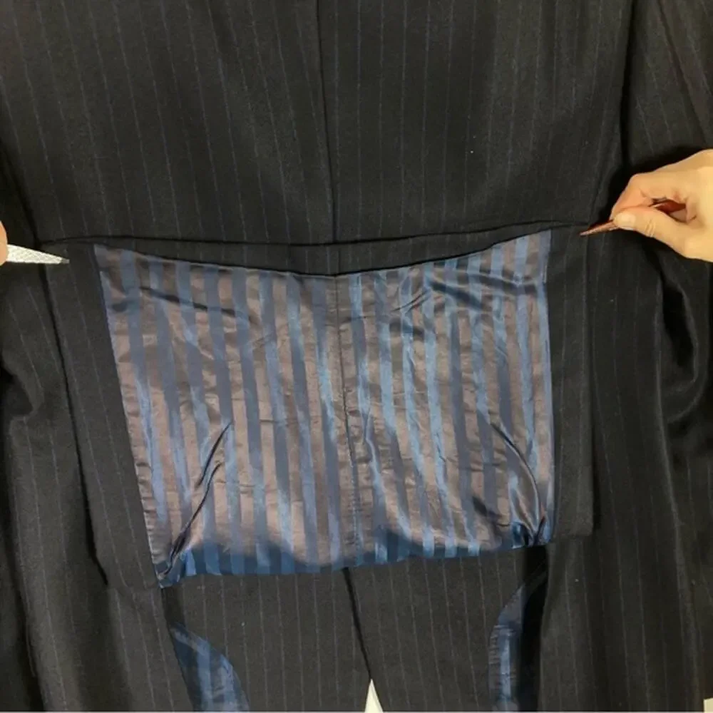 TED BAKER ENDURANCE Blazer Jacket Chest 42”inch Navy Pinstripe Wool Holes-photos